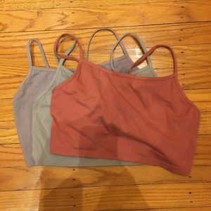 Blush Lingerie cotton crop cami set of 3 Bralette / Brami tops size M